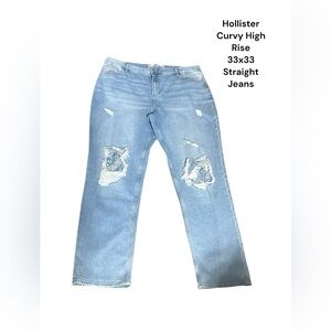 Hollister, Curvy High Rise 33x33, Distressed Straight Jeans. @12